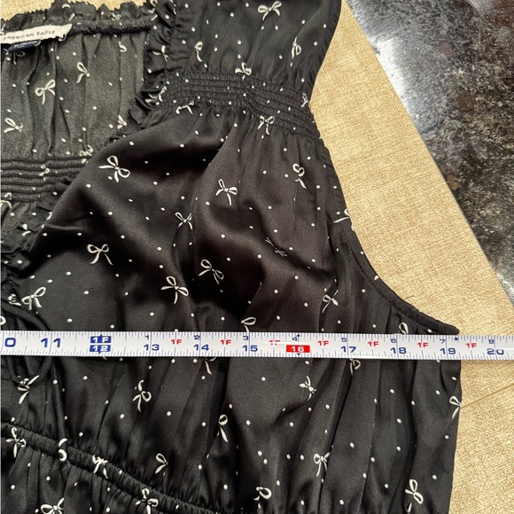 American Eagle Tie-Front Printed Top — Size XL 🎀 White Bow and Polka Dot Print - Picture 7 of 8